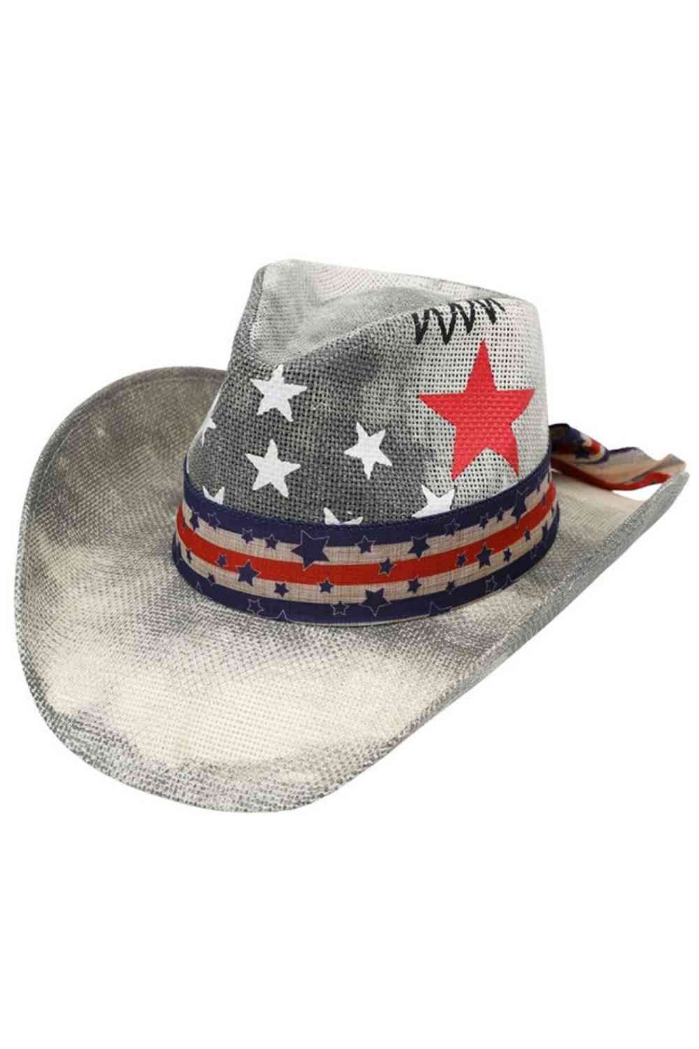 American Theme Stars and Stripe Straw Cowboy Hat