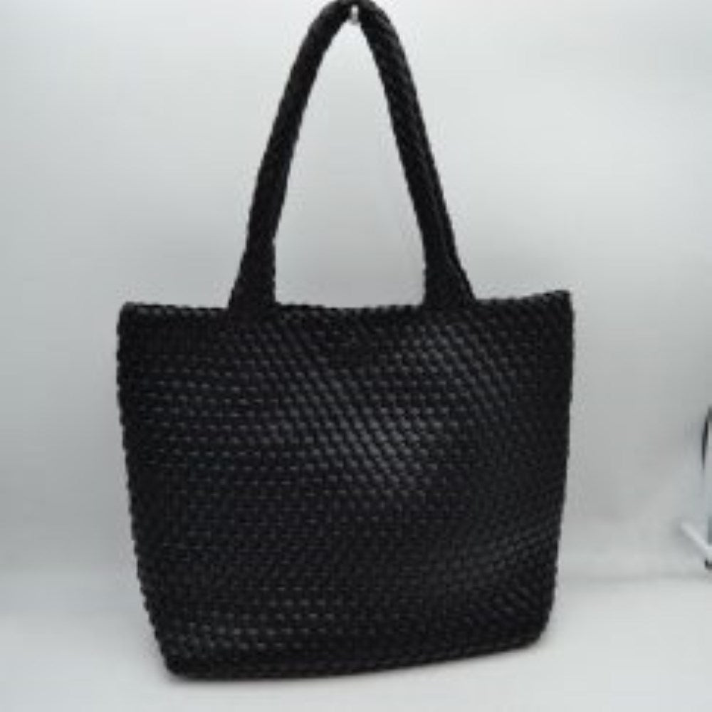 Woven Tote Bag with Matching Zipper Pouch