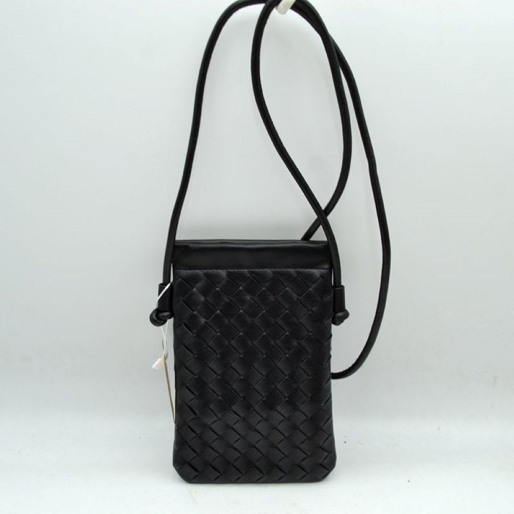 Woven Texture Vertical Phone Pouch Crossbody Bag with Cord Strap