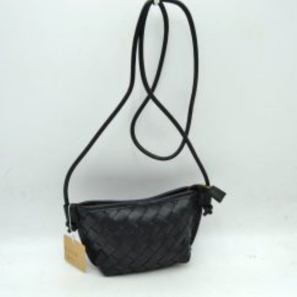 Woven Texture Small Crossbody Bag with Top Zipper and Cord Strap