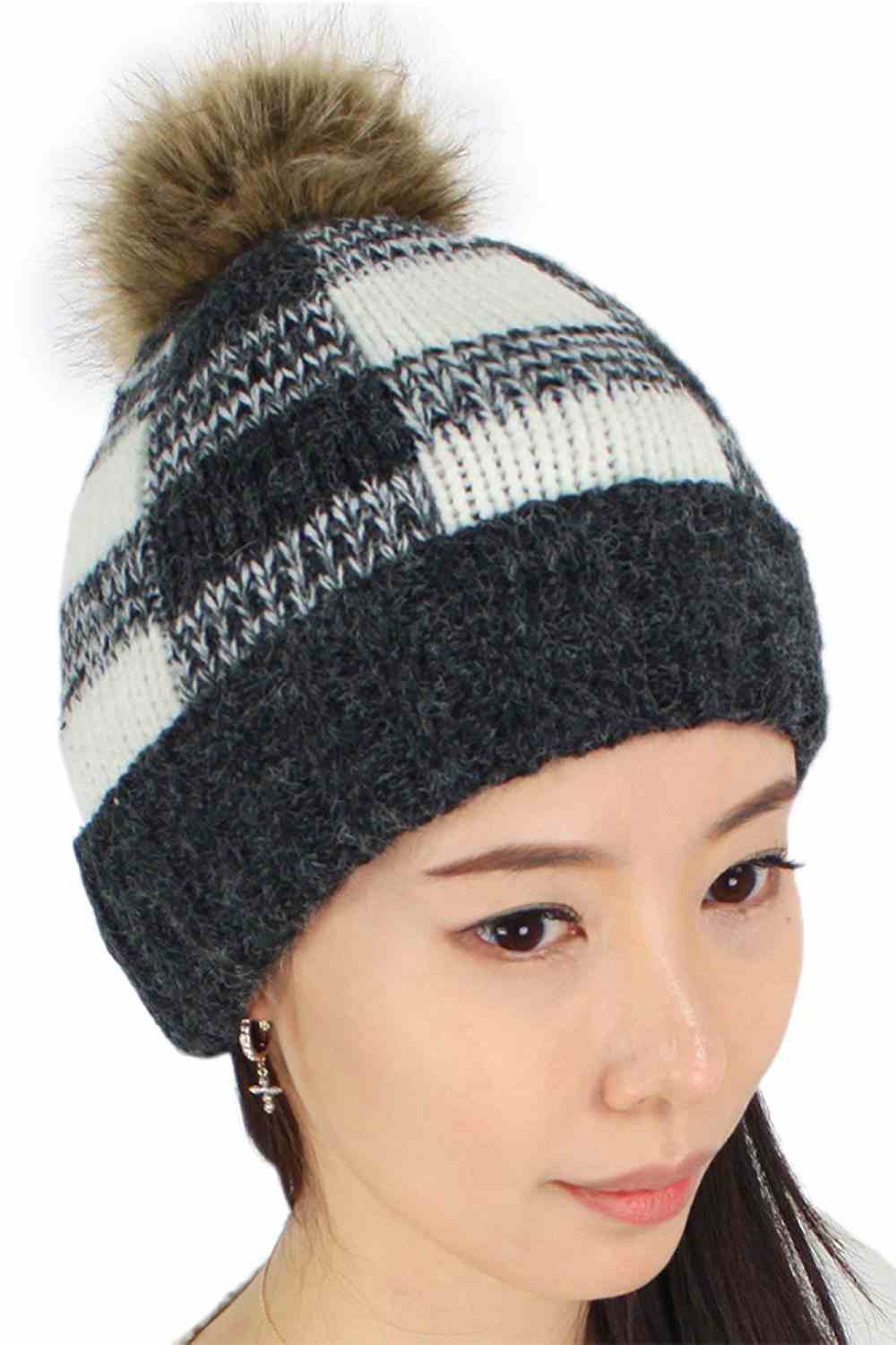 Buffalo Check Pattern Knit Hat