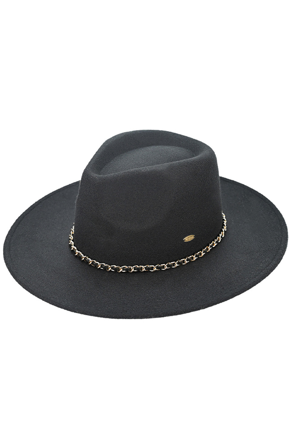 C.C Chain Trim Band Vegan Felt Panama Hat