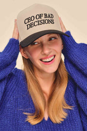C.C CEO OF BAD DECISIONS Letter Two Tone Trucker Hat
