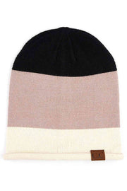 C.C Colorblock Rolled Cuff Slouchy Beanie