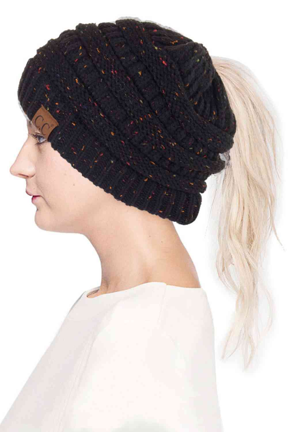 C.C Confetti Ponytail Messy Bun Beanie