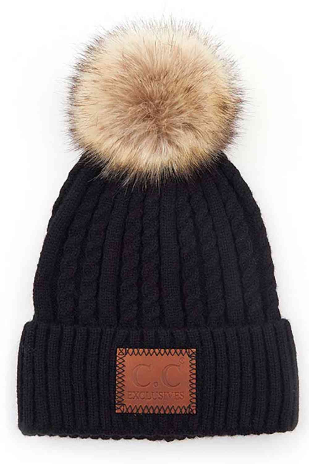 C.C Double Braided Beanie With Pom