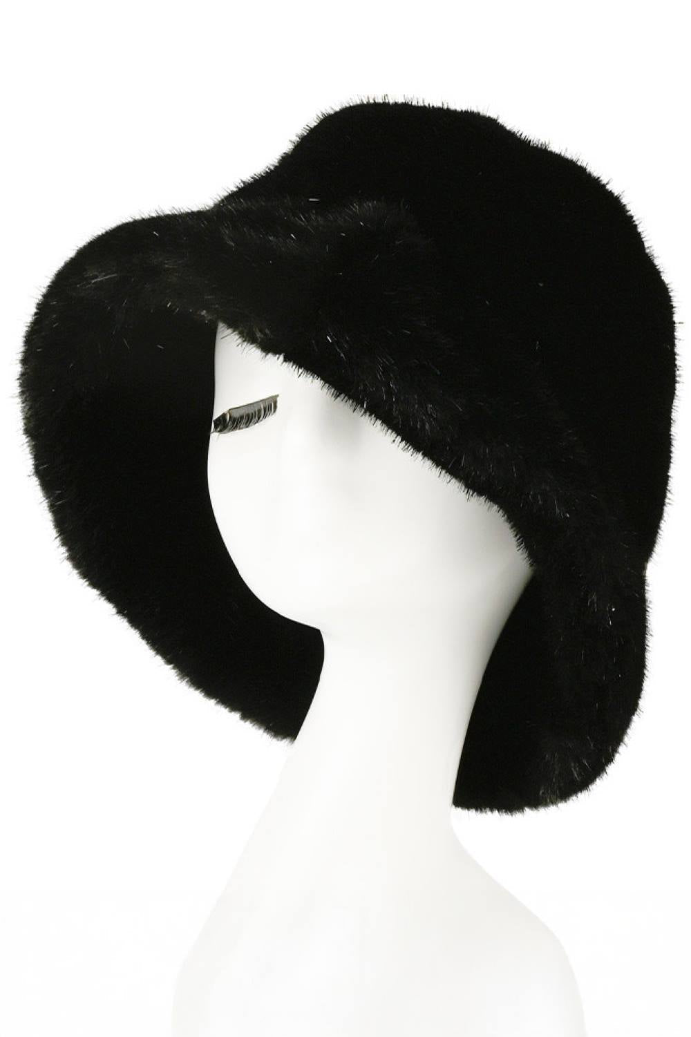 C.C GLITTER Short Fur Solid Winter Bucket Hat