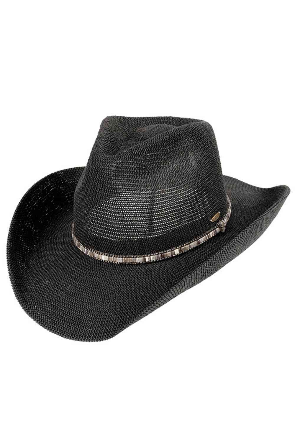 C.C Multi Colored Trim Band Knitted Cowboy Hat