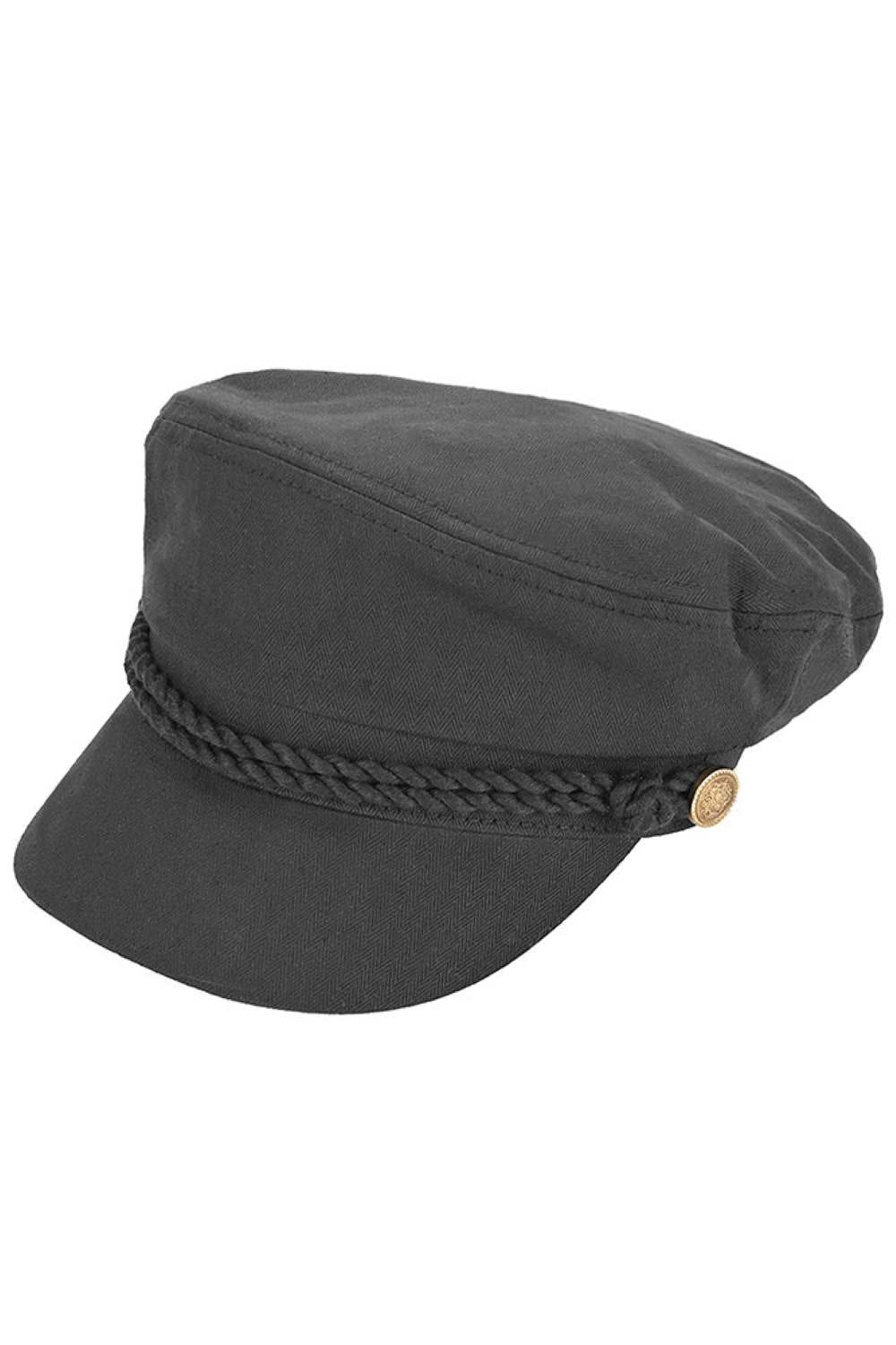 C.C Rope with Button Deco Solid Color Cotton Fish Man Cap