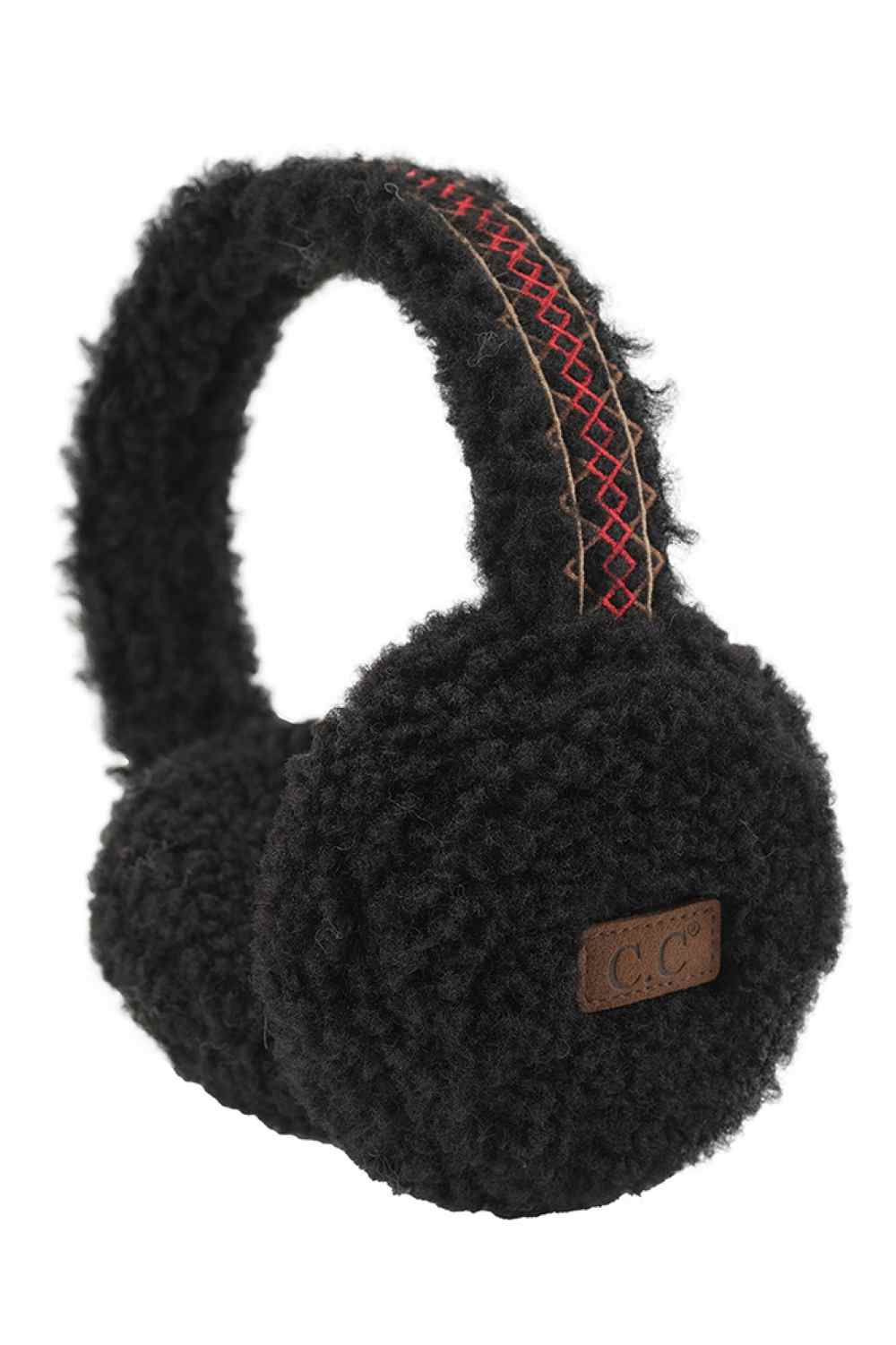 C.C Sherpa with Embroidery Pattern Trim Earmuff
