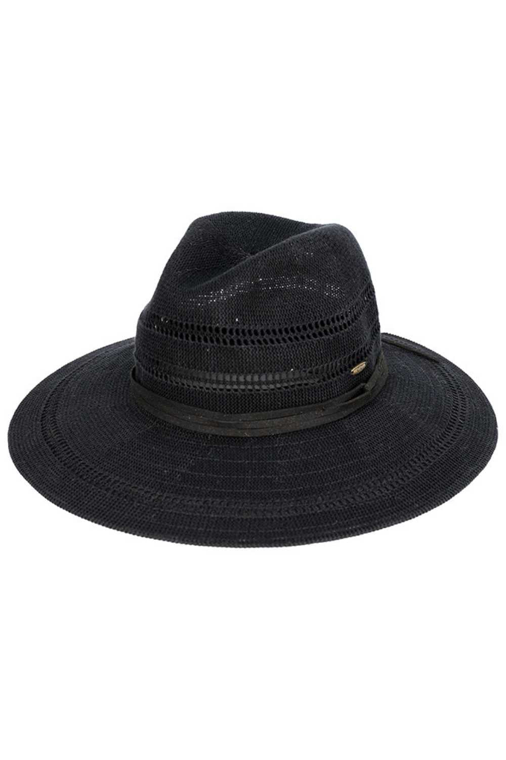 C.C Suede Band Knitted Panama Sun Hat
