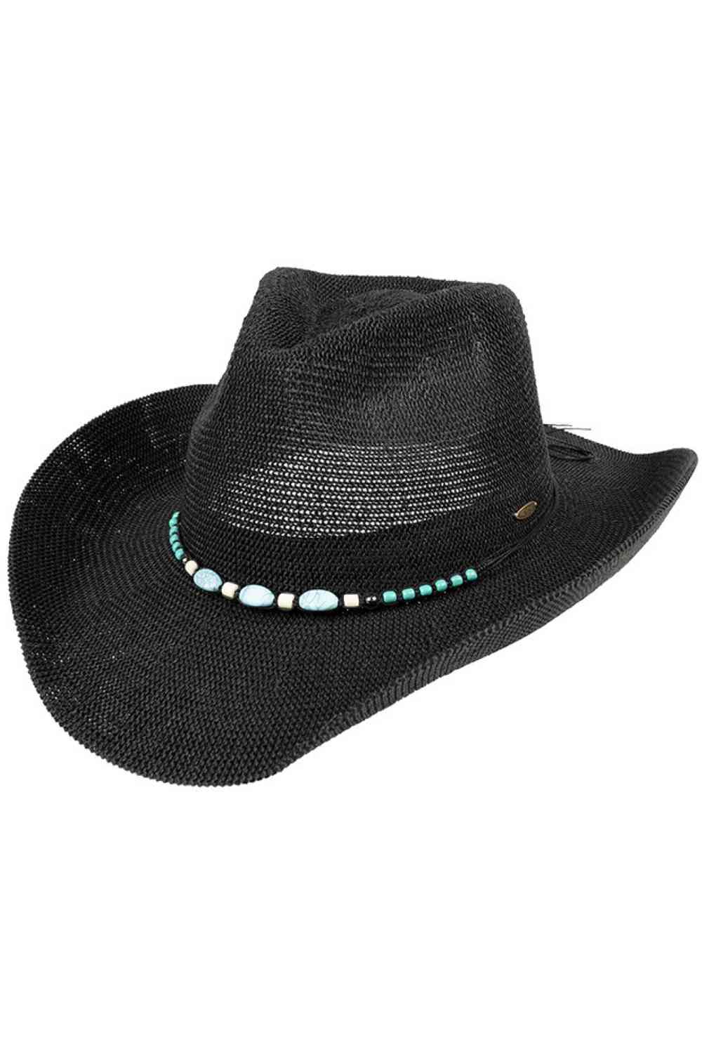 C.C Turquoise Stone with Beaded String Band Cowboy Hat
