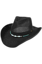 C.C Turquoise Stone with Beaded String Band Cowboy Hat