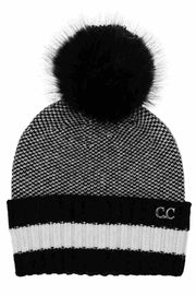 C.C Two Tone Angora Stripe Point Cuff Beanie
