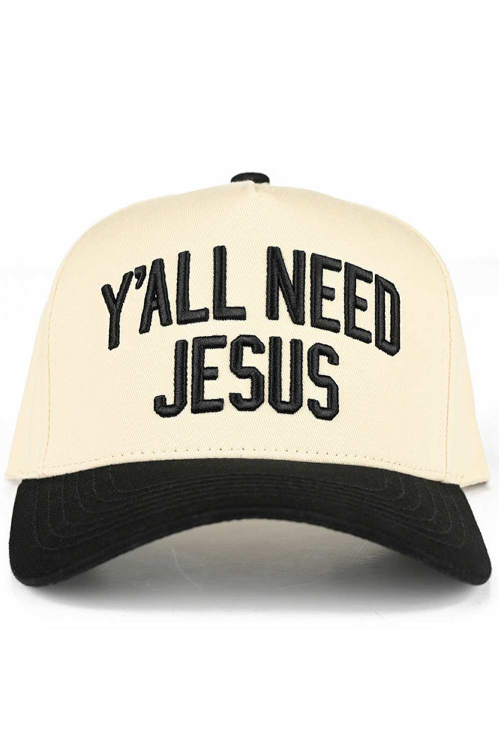 C.C Y'ALL NEED JESUS Embroidered Letter Two Tone Trucker Hat