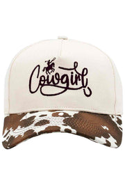 COW GIRL Embroidered Letter with Cow Pattern Baseball Cap