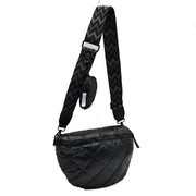 Chevron Strap Puffer Sling Bag | Crossbody Bag with Coin Pouch