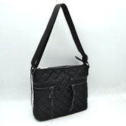 Classic Quilted Nylon Crossbody Bag with Multi-Zipper Pockets