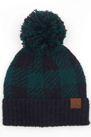 C.C Buffalo Check Jacquard Beanie With Pom-Hat