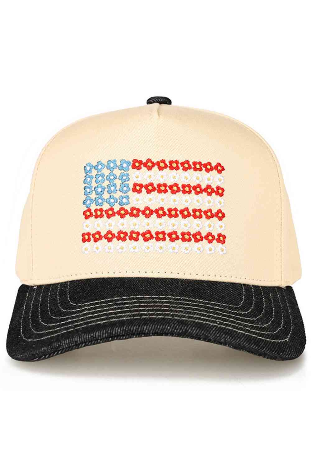 C.C Daisy Flower Pattern USA Flag Trucker Cap