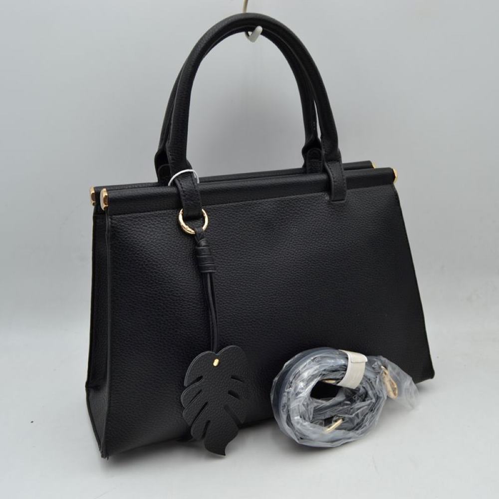 Elegant Tote Handbag with Detachable Shoulder Strap & Round Charm Keychain
