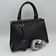 Elegant Tote Handbag with Detachable Shoulder Strap & Round Charm Keychain