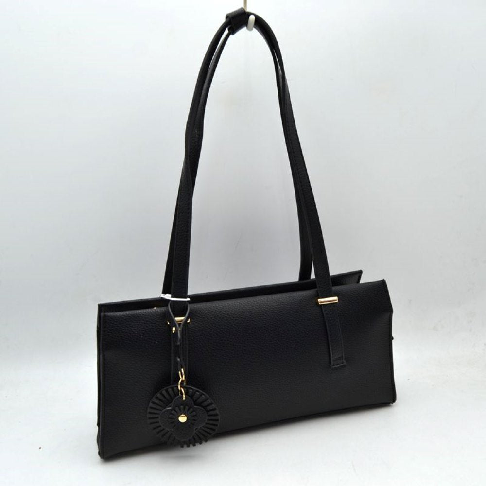 Elegant Shoulder Tote Bag with Decorative Charm