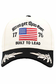 Flag with STRONGER THAN EVER Embroidered Letter Baseball Cap