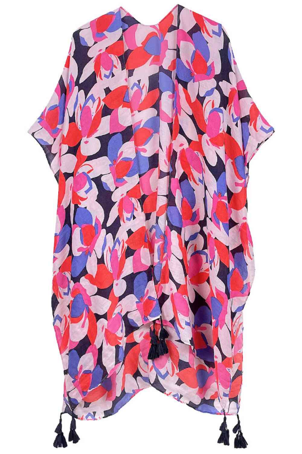 Floral Print Tassel Kimono