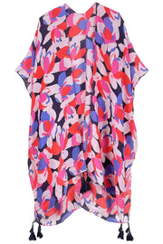 Floral Print Tassel Kimono