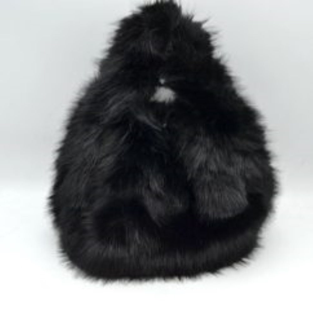 Fluffy Shaggy Plush Handbag with Integrated Top Handle