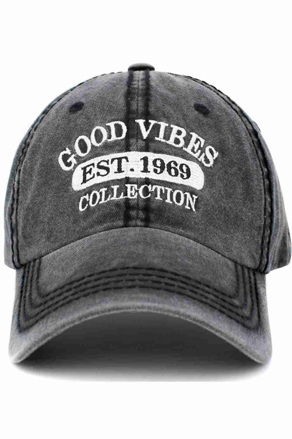 GOOD VIBES WASHED VINTAGE BASEBALL CAP