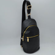 Structured Sling Bag with Contrast Zipper Detail