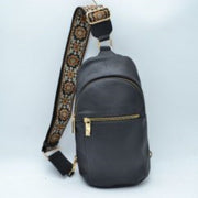 Floral Pattern Strap Sling Bag with Zipper Pockets