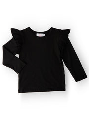 Black L/S Ruffle Tee