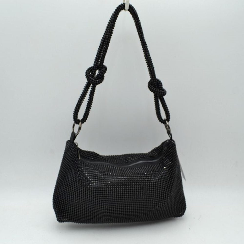 Textured Handbag with Knotted Shoulder Strap