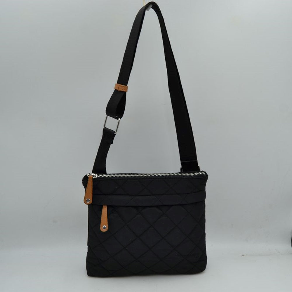 Quilted Crossbody Messenger Bag with Adjustable Strap