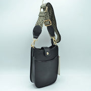 Crossbody Phone Bag with Patterned Wide Shoulder Strap