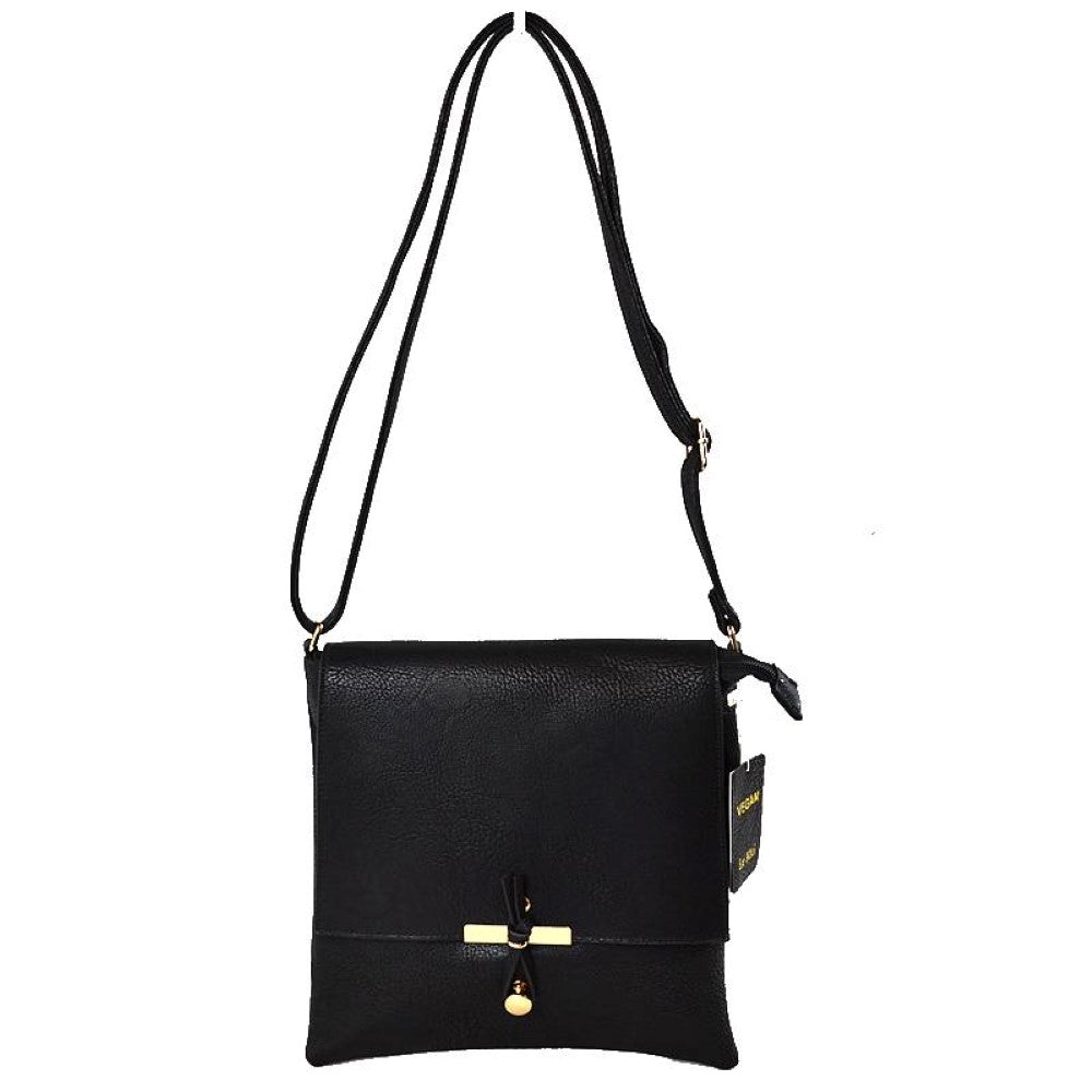 Knot Accent Flap Crossbody Bag with Adjustable Strap