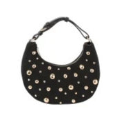 Studded Crescent Shoulder Bag with Adjustable Top Handle