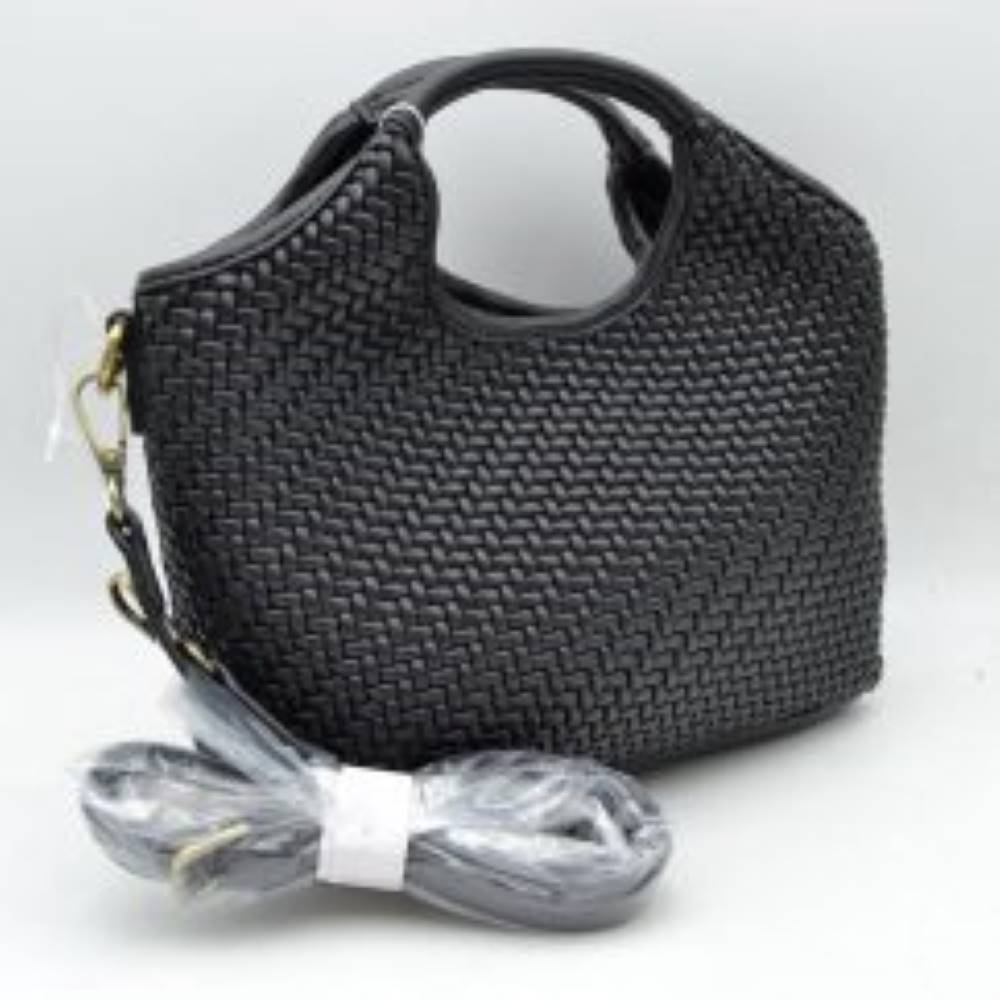Woven Basket Weave Top-Handle Crossbody Bag and Handbag with Adjustable Strap