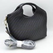 Woven Basket Weave Top-Handle Crossbody Bag and Handbag with Adjustable Strap