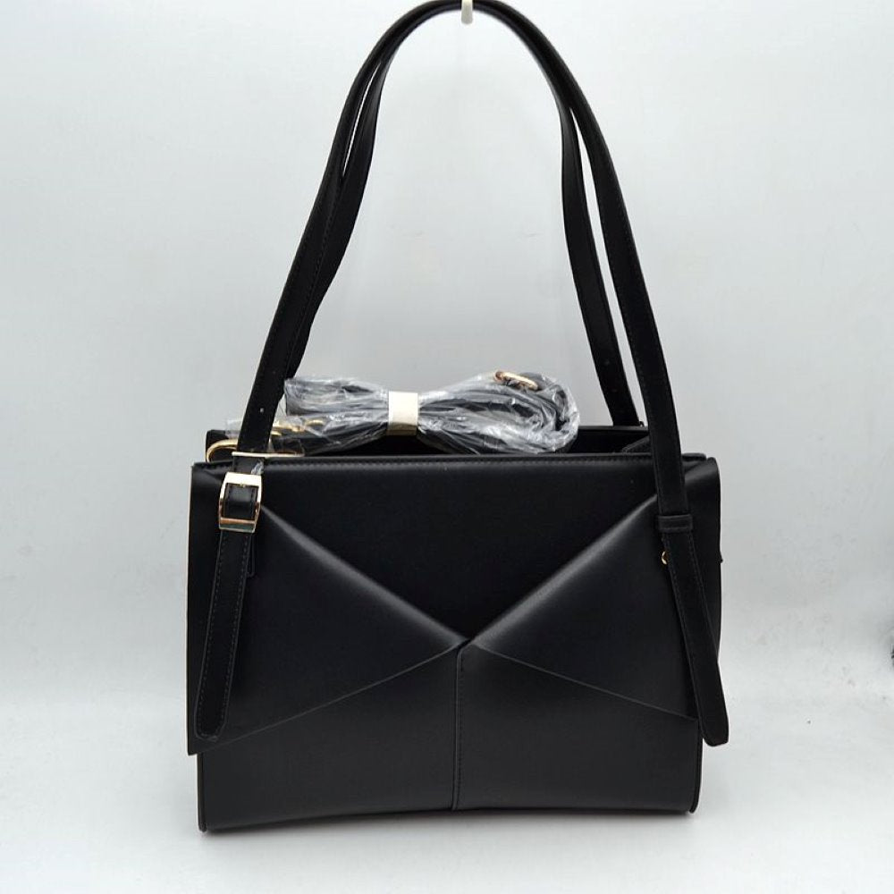 Geometric Envelope Flap Multi-Compartment Tote Bag with Long Shoulder Straps