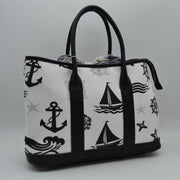 Maritime Adventure Canvas Tote – Monochrome Voyage Shoulder Bag