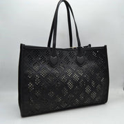 Midnight Perforated Lattice Tote – Elegant Laser-Cut Shoulder Bag