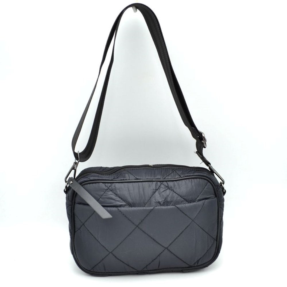 Quilted Puffer Crossbody Bag with Adjustable Webbing Strap