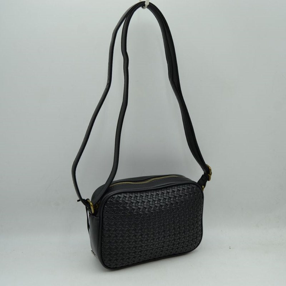Woven Camera Crossbody Bag with Adjustable Shoulder Strap