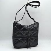 Quilted Crossbody Shoulder Bag with Front Zip Pocket and Adjustable Strap