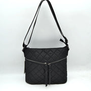 Quilted Crossbody Bag with Curved Zip and Adjustable Strap
