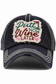 PUTT NOW WINE LATER Vintage Baseball Cap